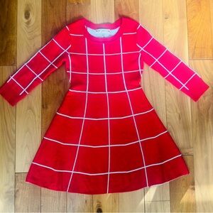 Poppies and Roses Red Dress Sweater Dress Silver window pane Girls Size S